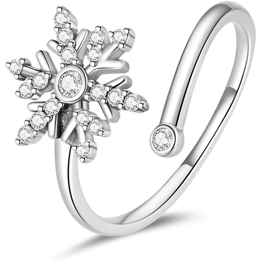 Christmas Ring for Women 925 Sterling Silver Snowflake Christmas Tree Gingerbrea